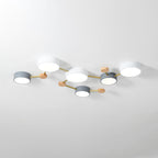 Solid Wood & Iron LED Flush Mount Ceiling Light