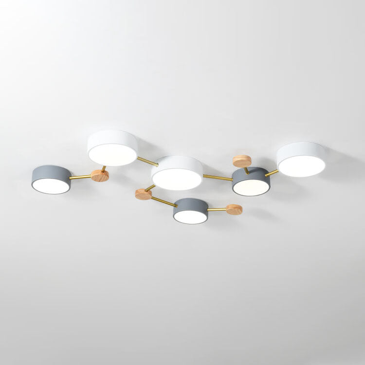Solid Wood & Iron LED Flush Mount Ceiling Light