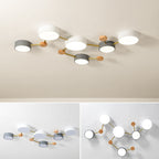 Solid Wood & Iron LED Flush Mount Ceiling Light