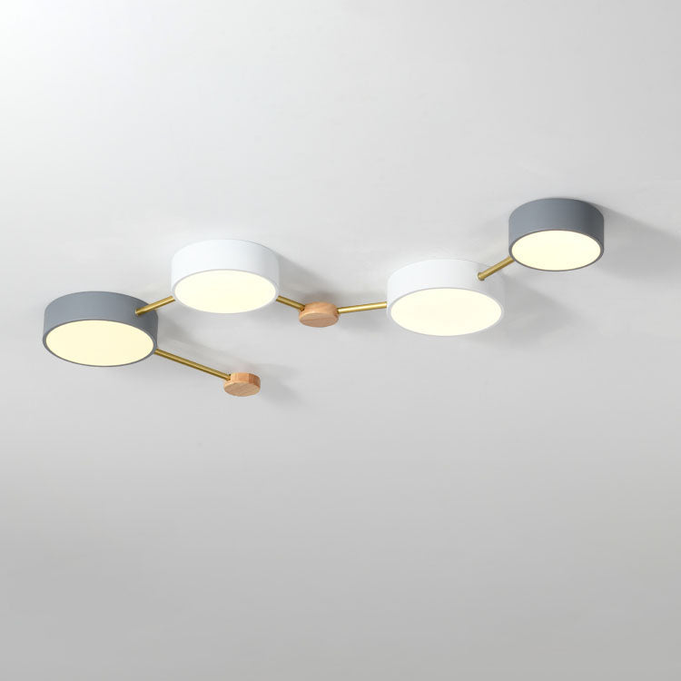 Solid Wood & Iron LED Flush Mount Ceiling Light