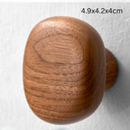 Solid Wood Pebble-Shaped Clothes Hook (Adhesive Backing)