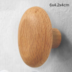 Solid Wood Pebble-Shaped Clothes Hook (Adhesive Backing)