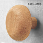 Solid Wood Pebble-Shaped Clothes Hook (Adhesive Backing)