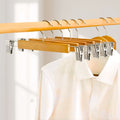 Solid Wood & Stainless Steel-Clip Pants Hangers (Set of 10)