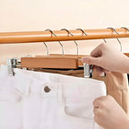 Solid Wood & Stainless Steel-Clip Pants Hangers (Set of 10)