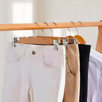 Solid Wood & Stainless Steel-Clip Pants Hangers (Set of 10)