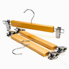 Solid Wood & Stainless Steel-Clip Pants Hangers (Set of 10)