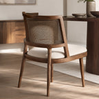 Solid Wood Woven-Back Upholstered Dining Chair