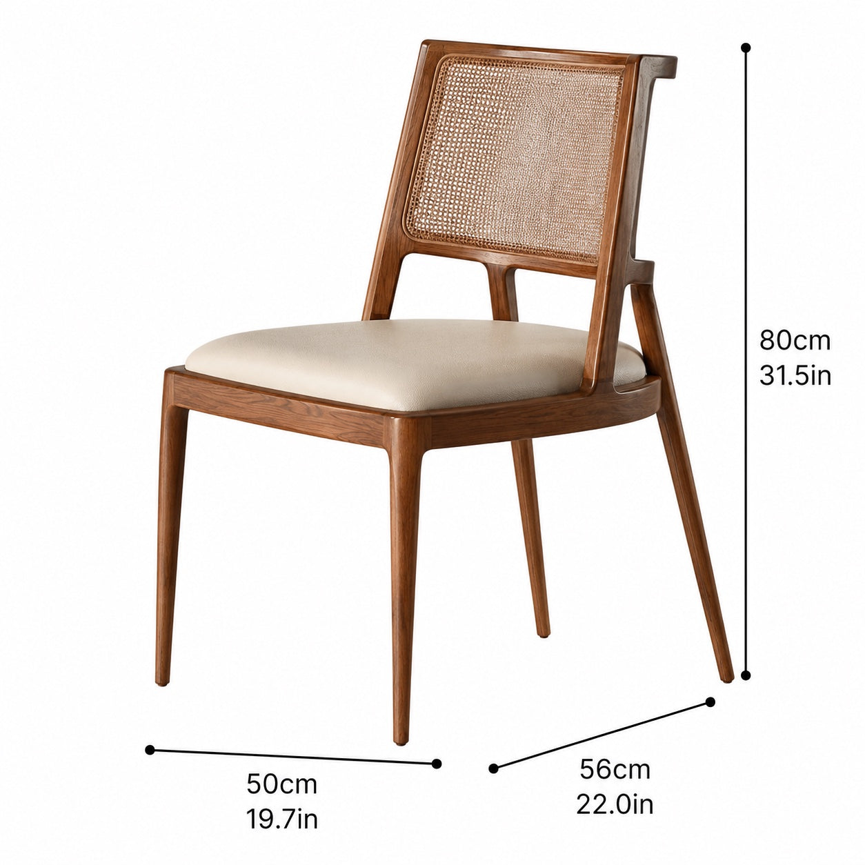 Solid Wood Woven-Back Upholstered Dining Chair