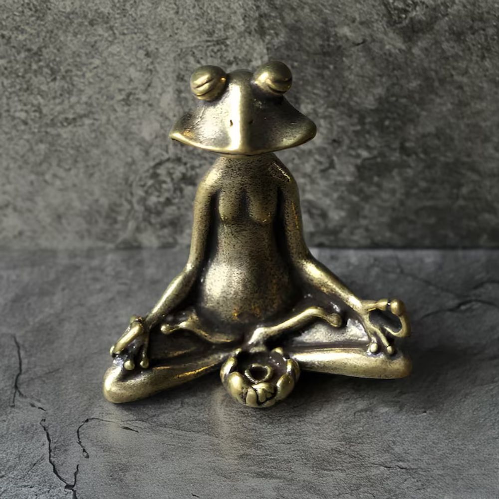 Solid Zinc Alloy Meditation Frog Incense Holder