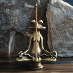 Solid Zinc Alloy Meditation Frog Incense Holder