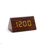 Sound-Activated Wood-Textured LED Alarm Clock (3 Alarms)