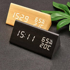 Sound-Activated Wood-Textured LED Alarm Clock (3 Alarms)
