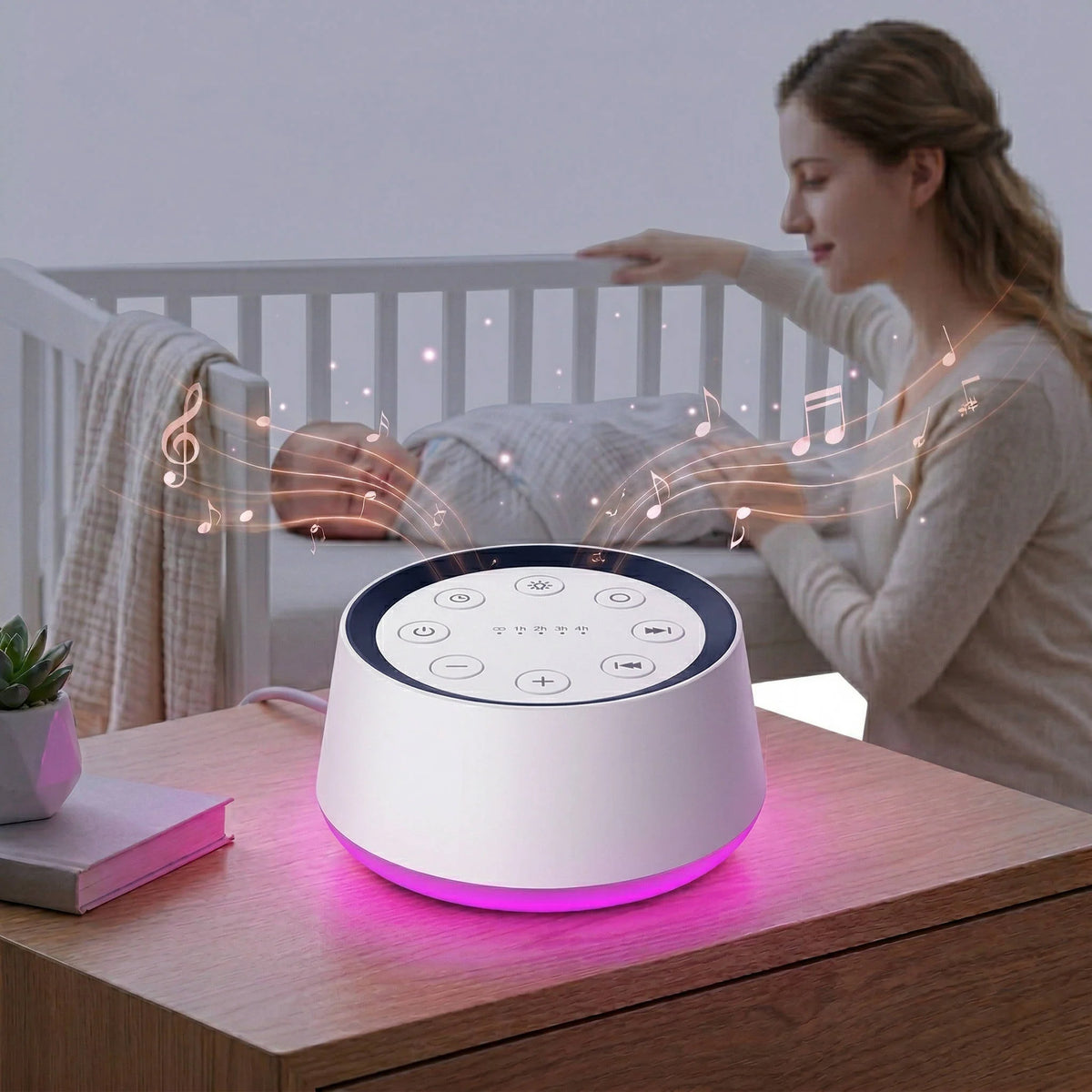 Sound Machine 30 Soothing Sounds Adjustable Night Light & Timer