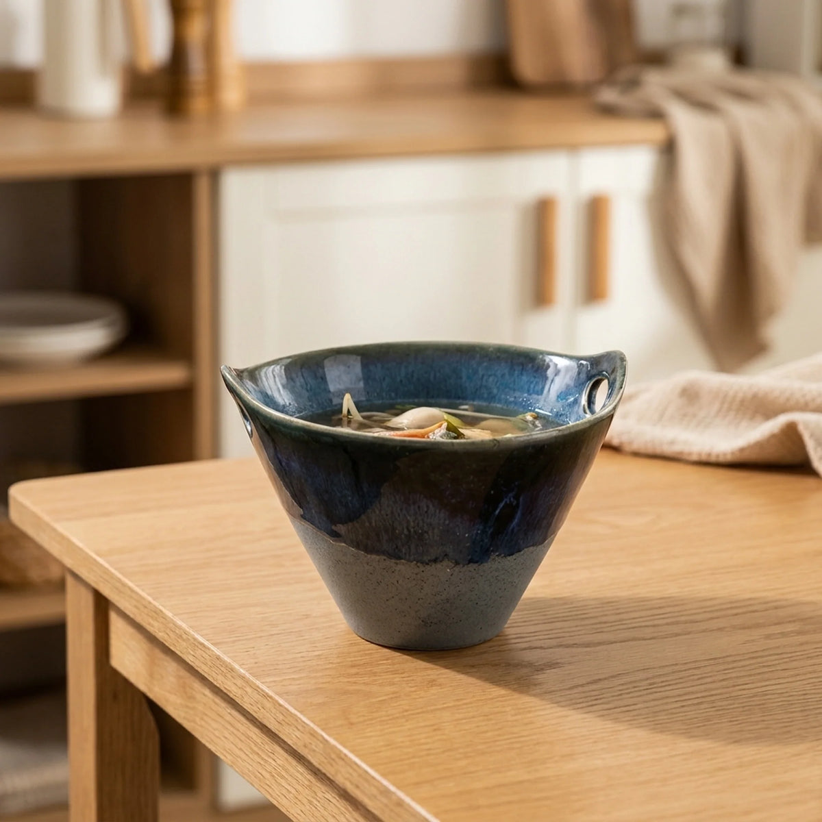 Soup Bowl Heat-Retaining Ceramic Deep Shape Two Handles