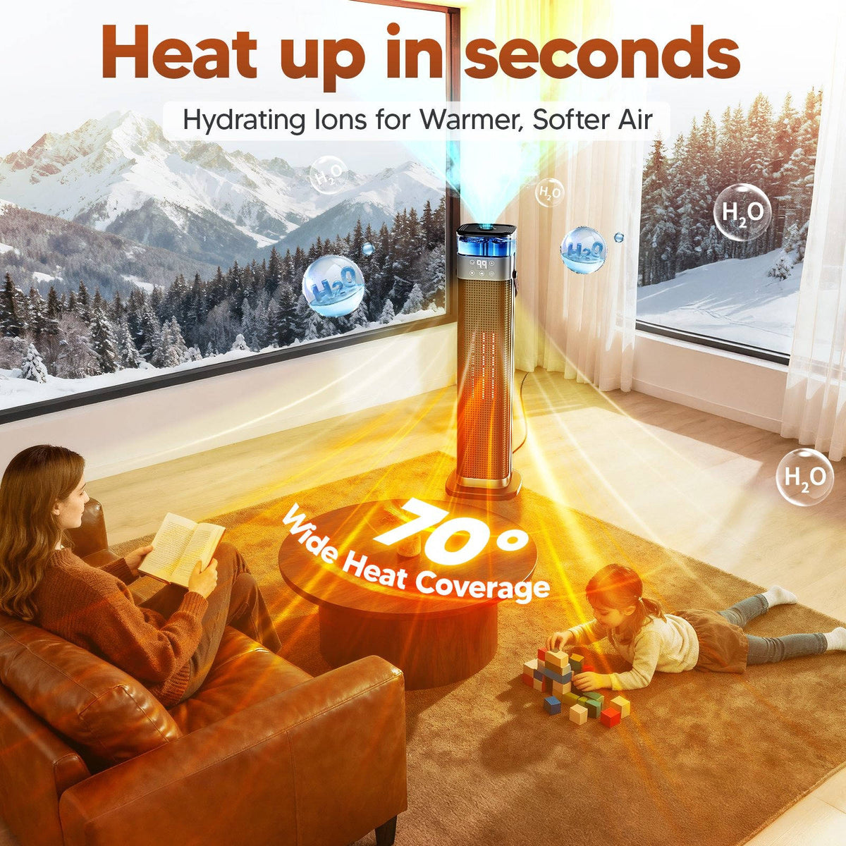 Space Heater 2000W Ceramic Ultrasonic Humidifier