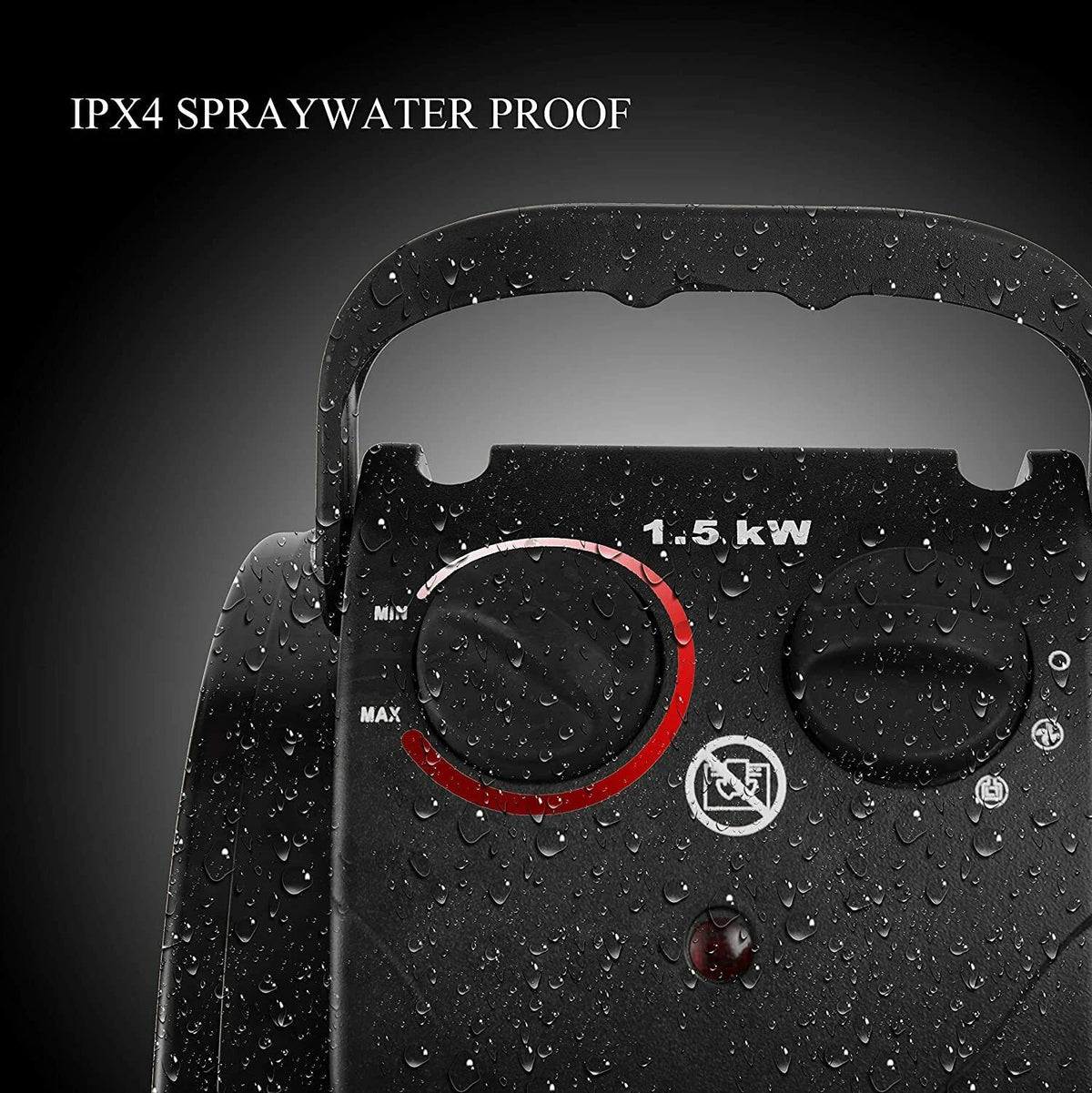 Space Heater IPX4 Splash-Resistant Overheat Cutoff 160 Sq Ft
