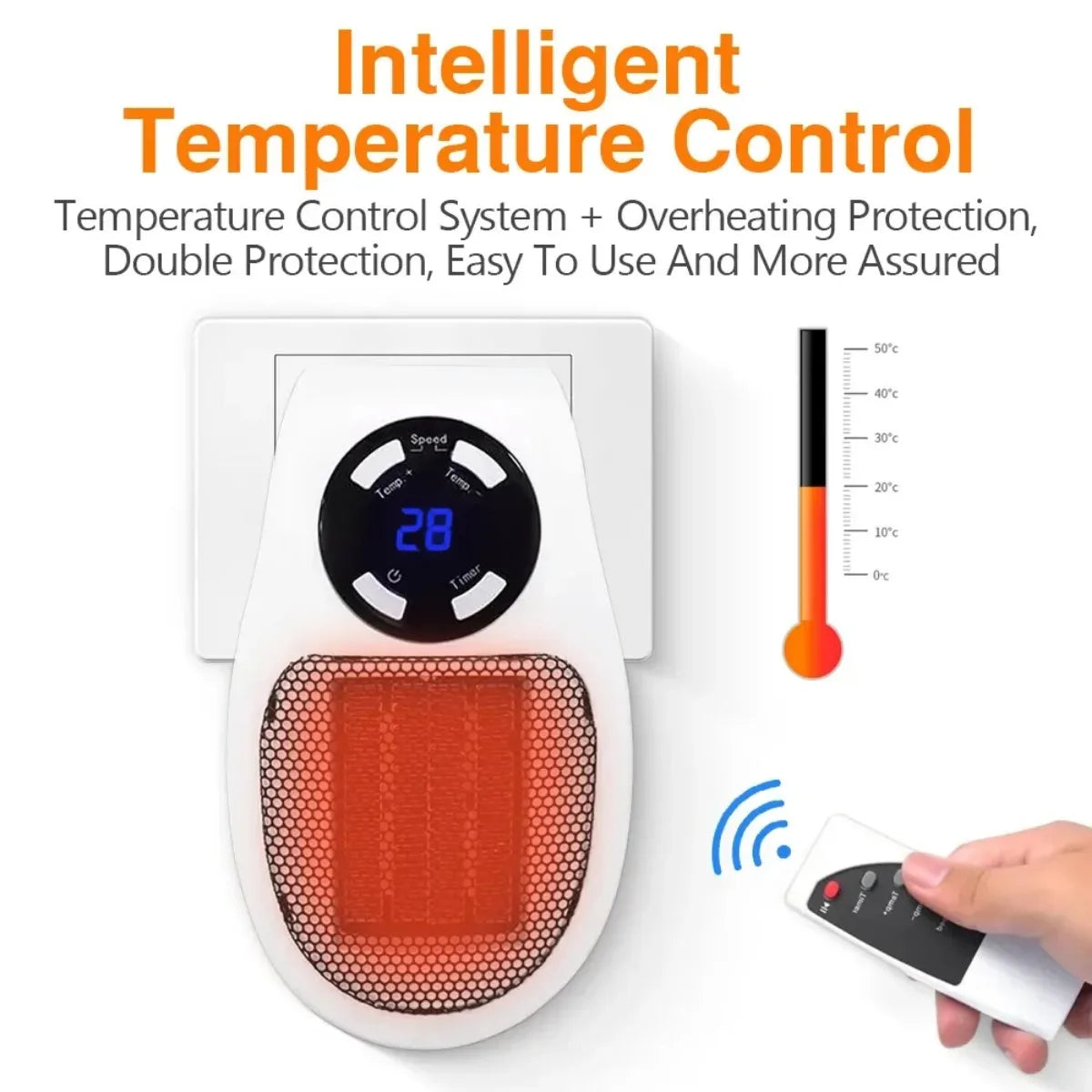 Space Heater Portable Energy-Efficient Tip-Over & Overheat Protection
