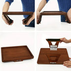 Space-Saving Bamboo Clip-On Armrest Tray