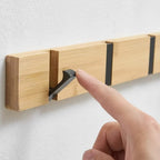 Space-Saving Flip-Out Bamboo Wall Hook Rack