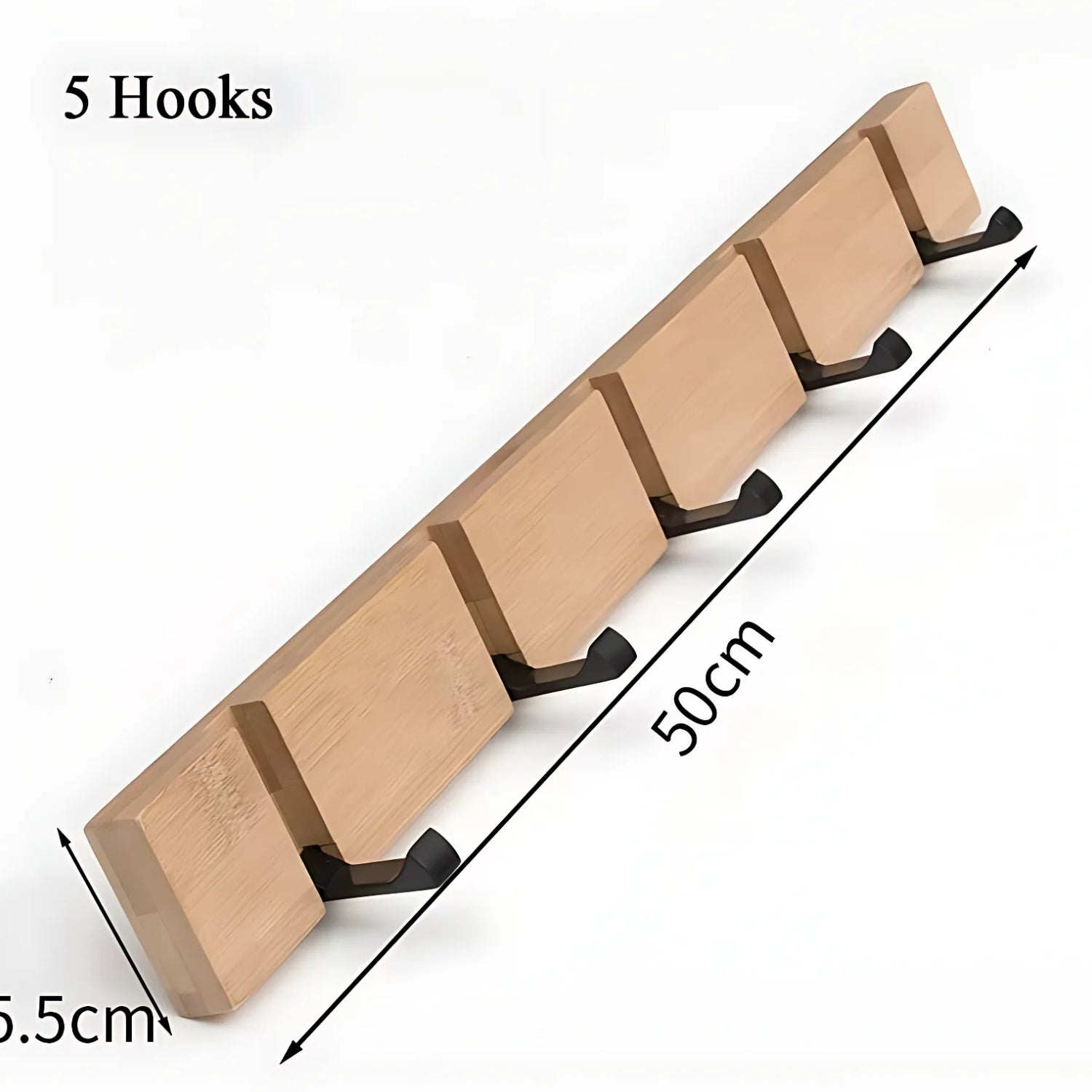Space-Saving Flip-Out Bamboo Wall Hook Rack