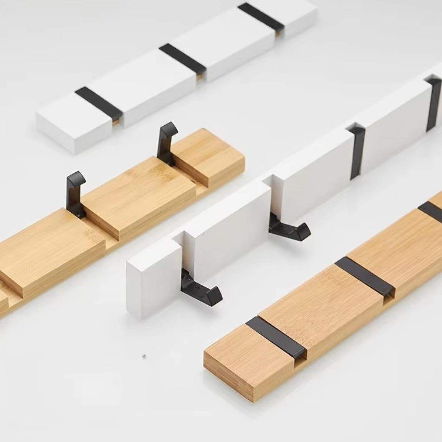 Space-Saving Flip-Out Bamboo Wall Hook Rack