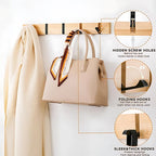 Space-Saving Flip-Out Bamboo Wall Hook Rack