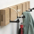 Space-Saving Flip-Out Bamboo Wall Hook Rack