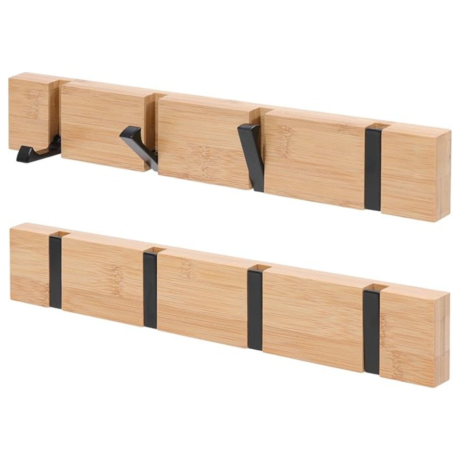 Space-Saving Flip-Out Bamboo Wall Hook Rack