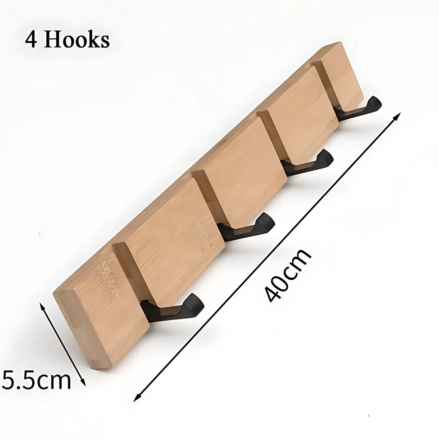 Space-Saving Flip-Out Bamboo Wall Hook Rack