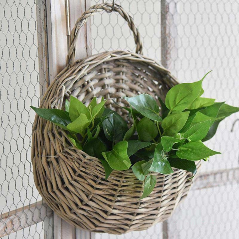 Space-Saving Handwoven Natural Wicker Hanging Storage Basket