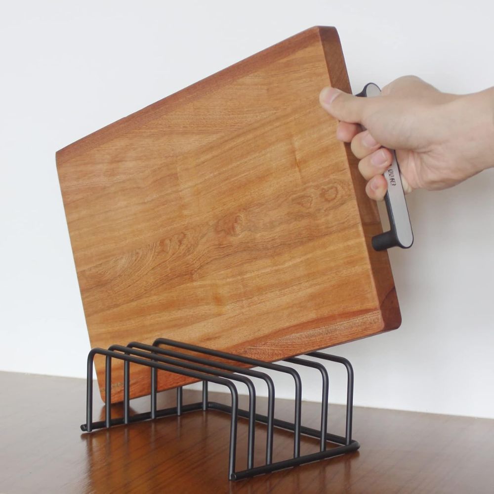 Space-Saving Heavy-Duty Steel Cutting Board Rack (5 Dividers)
