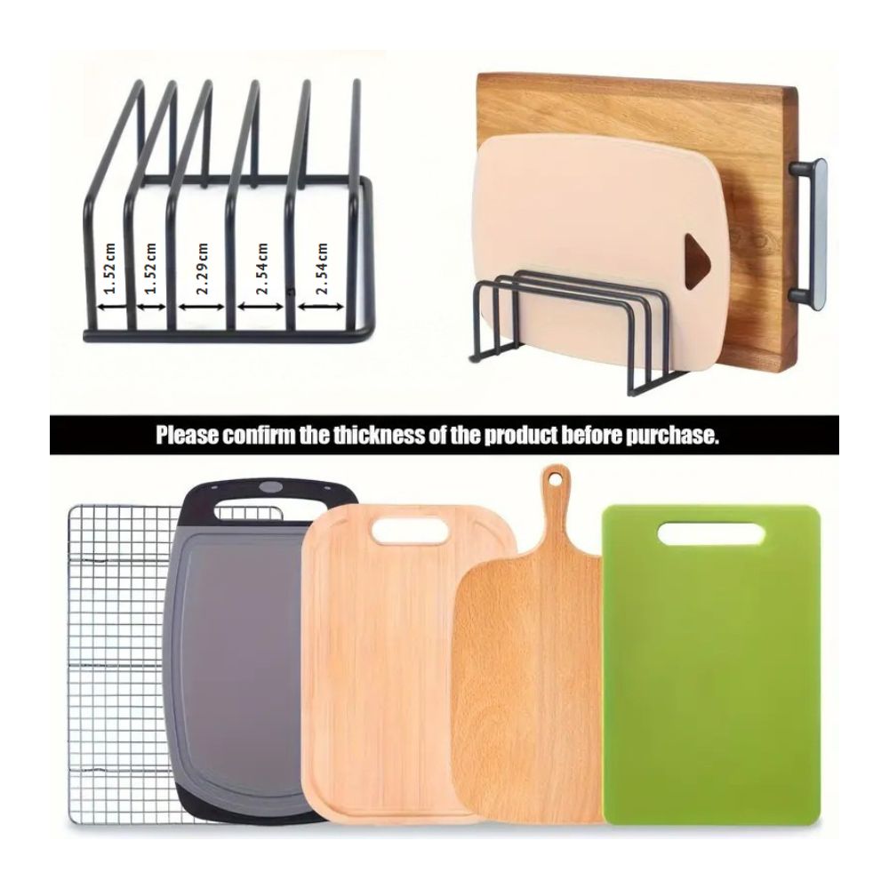 Space-Saving Heavy-Duty Steel Cutting Board Rack (5 Dividers)