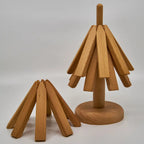 Space-Saving Solid Wood Trivet Holder