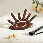 Space-Saving Vertical Natural Wood Ring Display Stand (6-Column)