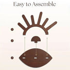 Space-Saving Vertical Natural Wood Ring Display Stand (6-Column)