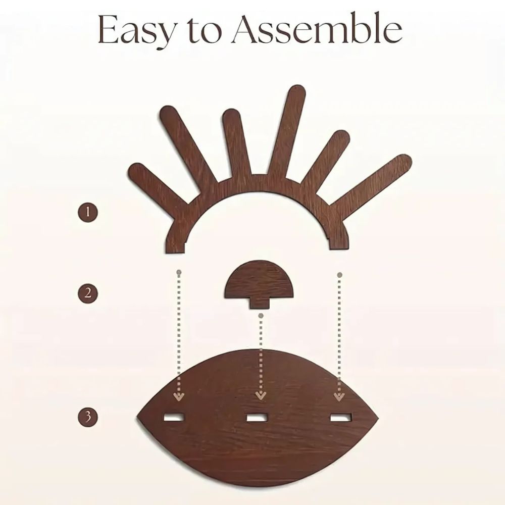 Space-Saving Vertical Natural Wood Ring Display Stand (6-Column)