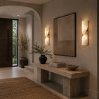 Spanish Alabaster & Polished Copper Wall Sconce (Warm Built-In LED)