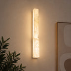 Spanish Alabaster & Polished Copper Wall Sconce (Warm Built-In LED)