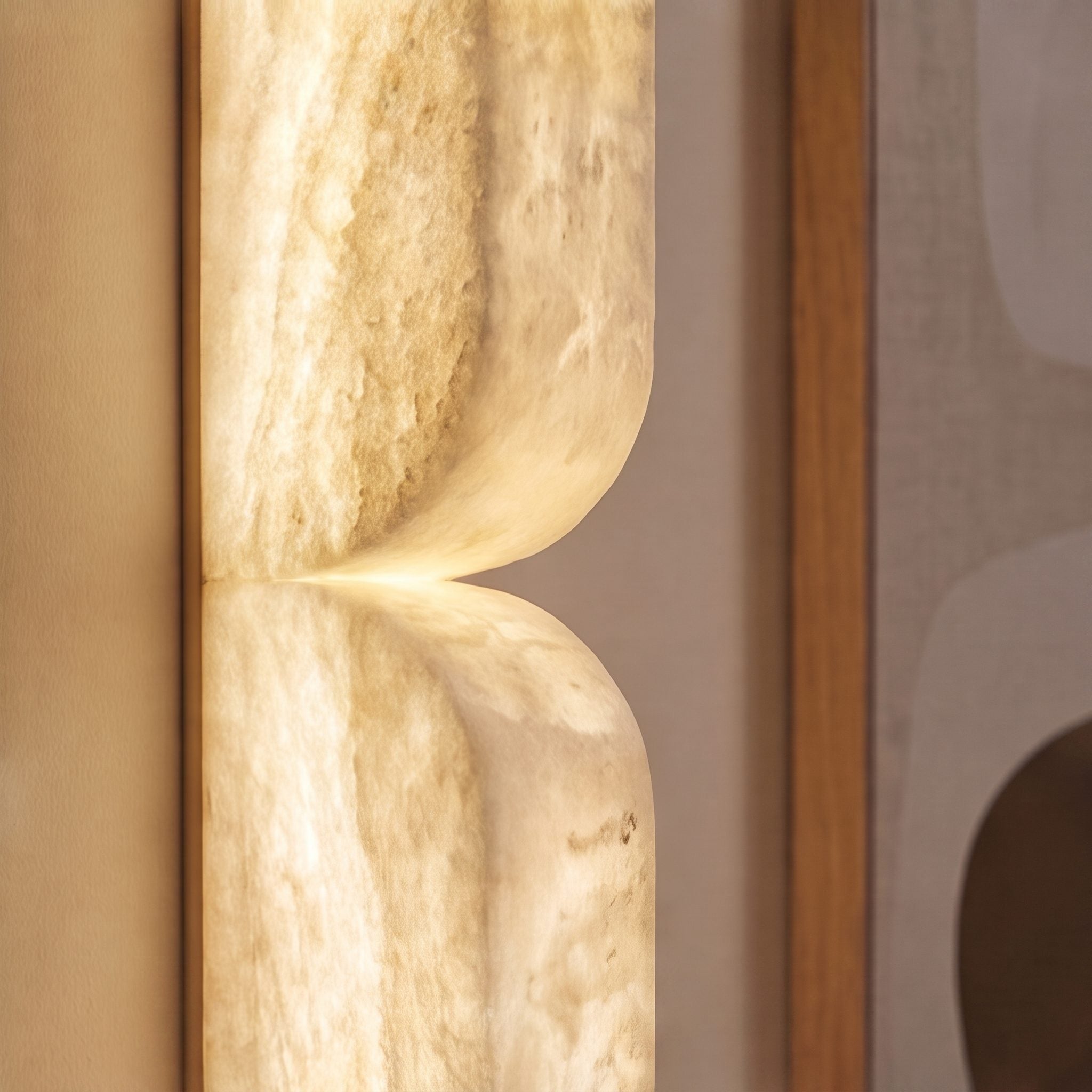 Spanish Alabaster & Polished Copper Wall Sconce (Warm Built-In LED)