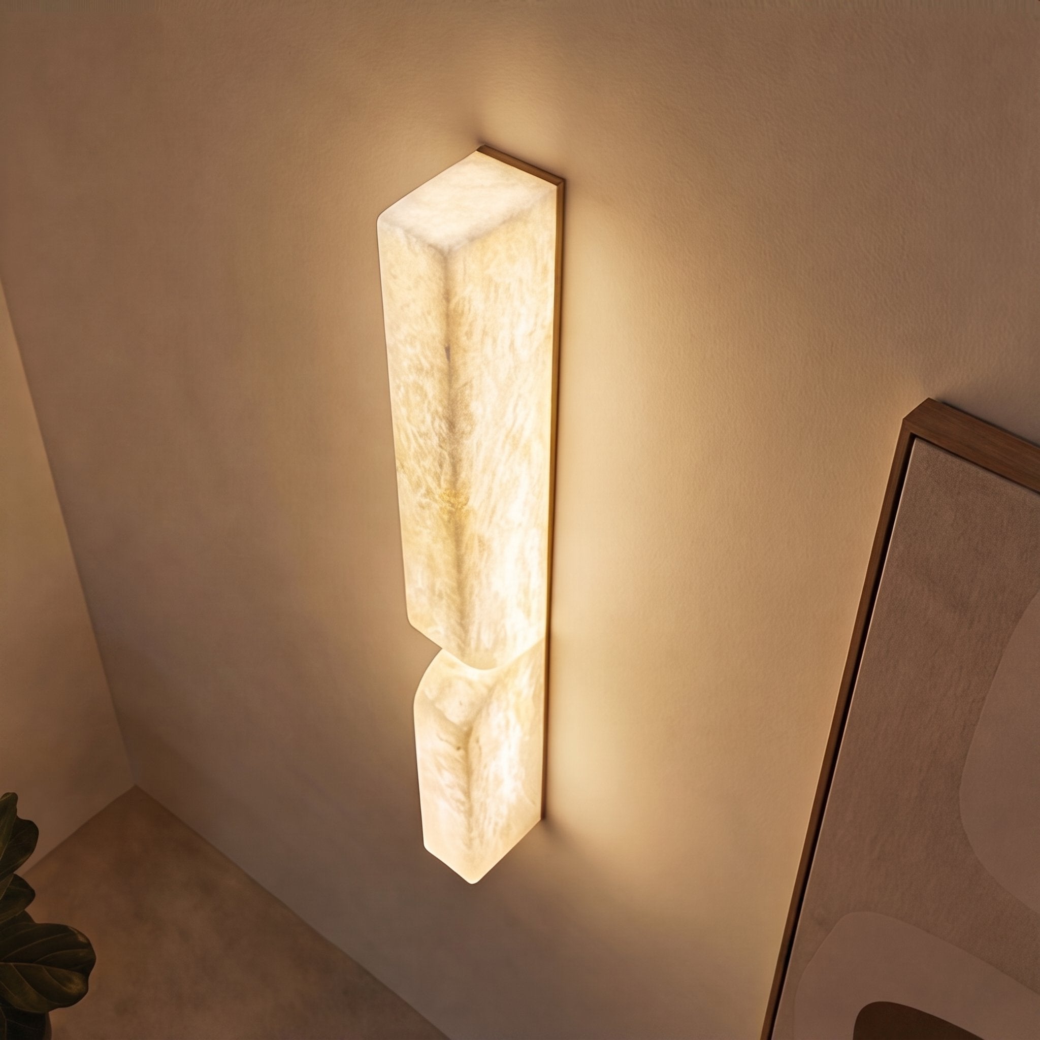Spanish Alabaster & Polished Copper Wall Sconce (Warm Built-In LED)