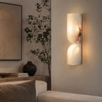 Spanish Alabaster & Polished Copper Wall Sconce (Warm Built-In LED)