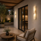 Spanish Alabaster & Polished Copper Wall Sconce (Warm Built-In LED)