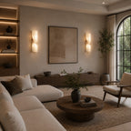 Spanish Alabaster & Polished Copper Wall Sconce (Warm Built-In LED)