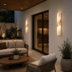Spanish Alabaster & Polished Copper Wall Sconce (Warm Built-In LED)