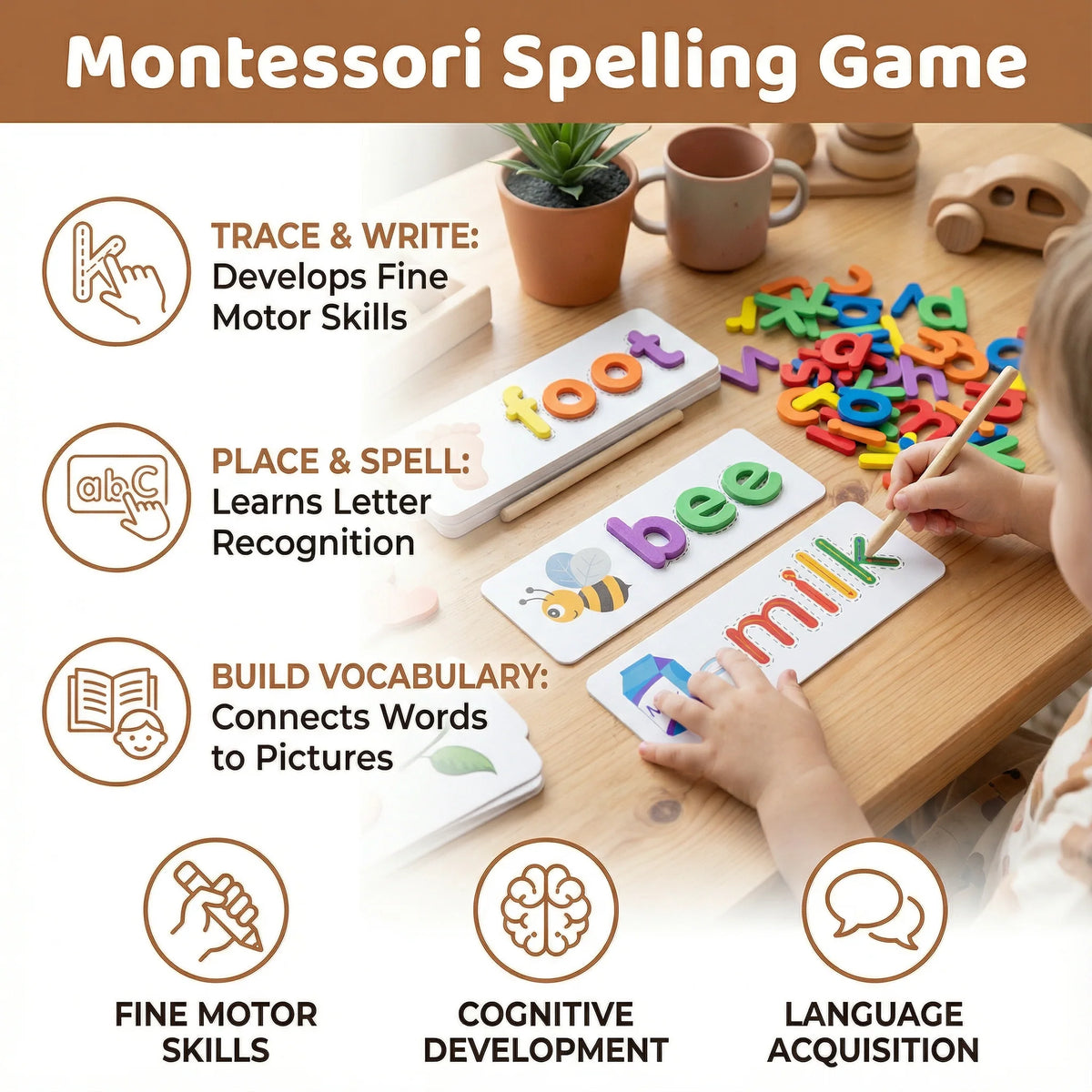 Spelling Game Montessori Letter & Picture Matching