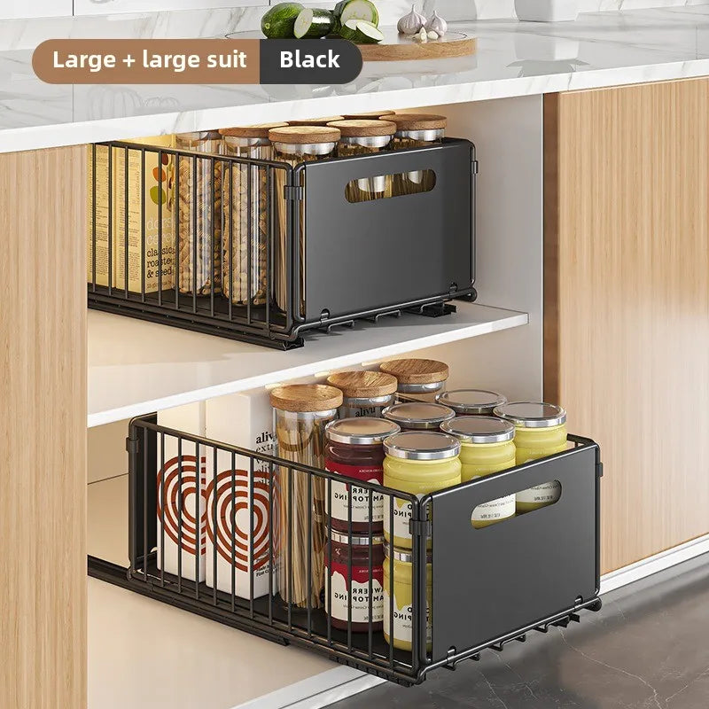 Spice Drawer Extendable Pull-Out Carbon Steel Drill-Free