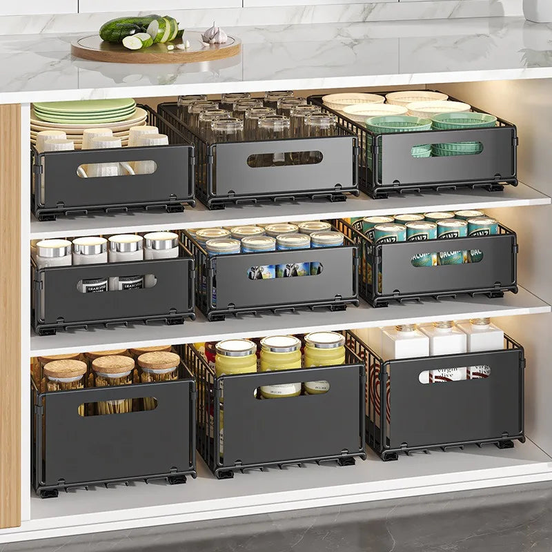 Spice Drawer Extendable Pull-Out Carbon Steel Drill-Free