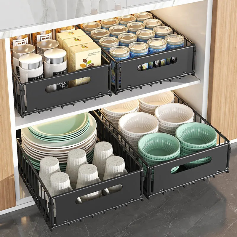 Spice Drawer Extendable Pull-Out Carbon Steel Drill-Free