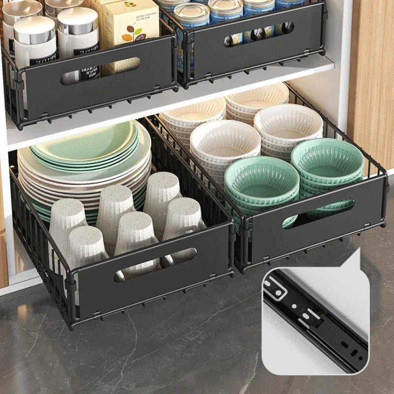 Spice Drawer Extendable Pull-Out Carbon Steel Drill-Free